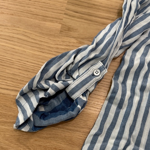 Cloth & Stone Strapless Dress in Blue and White - Picture 3 of 5